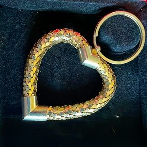 Gold Mesh Heart Key Ring